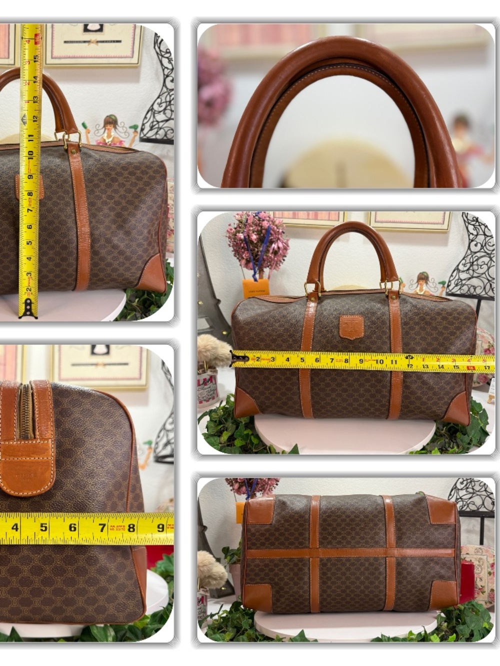 EXQUISITE CELINE MACADAM MONOGRAM EXTRA LARGE DUFFLE CARRY ON BAG! - Picture 16 of 17